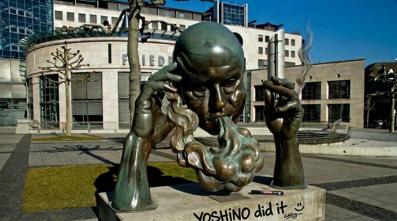 Bronze-Skulptur mit YOSHINO did it Tag